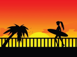 Surfer Clipart Image - Surfer Girl Carrying Surfboard in ...