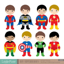 Boys Superhero Costumes Clipart 1, Boy Superheroes, Superheroes Clipart