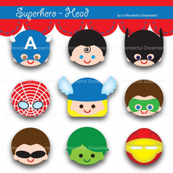 Printable Clipart Clip Art Digital PDF PNG File - Superhero Super Hero Baby  Boy Face Head 6