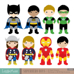 18 Boys Superhero Costumes Clipart, Superheroes Clipart, Superhero Boys,  Superhero Kids, Superman Clipart, Batman Clipart, Spiderman Clipart