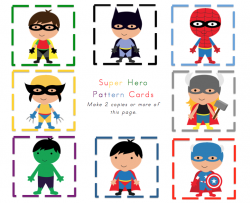 Preschool Printables: Little Superheroes Pattern Cards ...