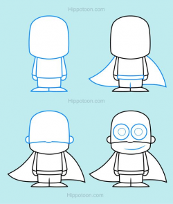 Simple drawing lesson on how to draw a superhero. | My ...