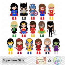 32 Little Girl Superheros Digital Clip Art, Girls Superhero Clipart,  Superhero Party, Super Hero Clip Art, Super Hero Girls Clipart, 0264