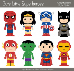 Digital clipart - Cute little Superheroes for Scrapbooking ...