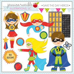Save the Day Heroes Cute Digital Clipart for Commercial or Personal Use,  Super Hero Clipart, Superhero Graphics, Hero