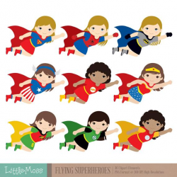 Flying Superhero Clipart, Superheroes Kids Clipart, Superheroes Clipart,  Super Hero Clipart, Superhero Girl