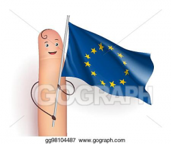 Vector Art - Finger holding eu waving flag. Clipart Drawing ...