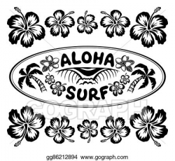 Vector Clipart - Oval surfing style label with sign aloha ...