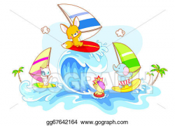 Stock Illustration - Animals surfing on the beach. Clipart ...