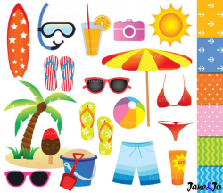 50% OFF SALE Beach Clipart ,Summer clipart , Beach Vacation Summer Clip art  ,Holiday,Surf , Sea ,on the beach Beach Party Vector Graphics