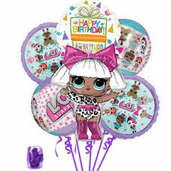LOL Party Supplies Birthday Balloon Orbz Bouquet Decorations with Ribbon