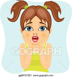 Vector Stock - Cute little girl making scary surprised ...