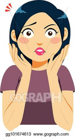 EPS Illustration - Shocked woman face expression. Vector ...