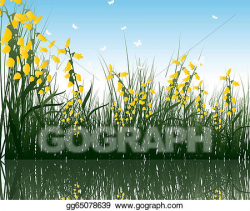 Vector Clipart - Grass with reflections in water. Vector ...