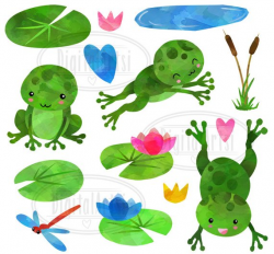 Watercolor Frogs Clipart - Swamp Critters Download - Instant ...