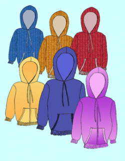 Shirts - Hoodies - Jacket - Sweater - Caps - Clip Art in Realistic Color -  BW