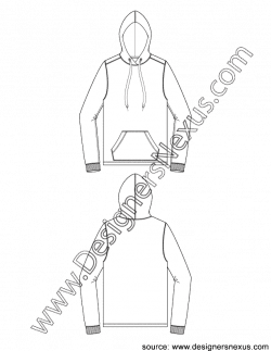 Mens Pullover Hoodie Sweatshirt with Kangaroo Pocket Flat Sketch V4 ...
