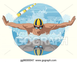 Vector Art - Swimmer male in butterfly stroke. Clipart ...