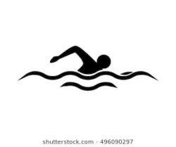 Isolated swim icon. Black silhouette of man swimming in the ...