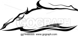 Vector Illustration - Female swimmer diving into water ...