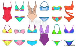 Bikini set. Woman swimsuits. Doodle bikini collection ...