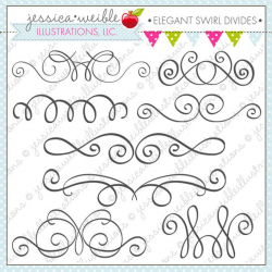 Elegant Swirl Divides Cute Digital Clipart for Commercial or Personal Use,  Swirls, Swirl Graphics