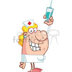 Nurse in white with a Big Syringe clipart. Royalty-free clipart # 377921