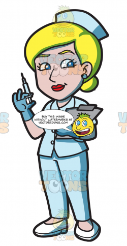 A Female Nurse Holding A Syringe