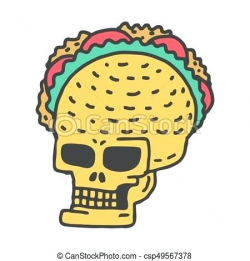 Skeleton Head Clip Art Skull Taco Skeleton Head With Tacos Cartoon ...