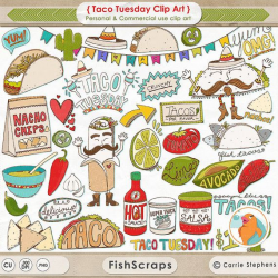 Mexican Fiesta Clip Art, Taco Tuesday Theme, Cinco De Mayo ...