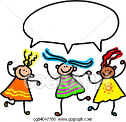 Drawing - Girl talk. Clipart Drawing gg54047786 - GoGraph