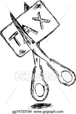 Vector Clipart - Hand draw, sketch of tax cutting. Vector ...