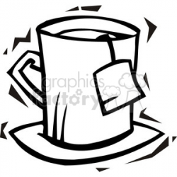 black and white image of a tea cup clipart. Royalty-free clipart # 385721