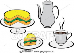 Vector Stock - Tea set and bread. Clipart Illustration ...
