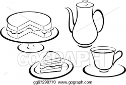 Vector Stock - Tea set and bread silhoultte. Clipart ...