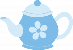 Blue Teapot With Flower - Free Clip Art