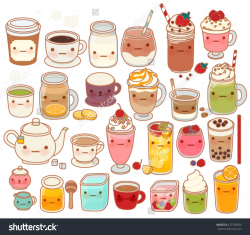 Collection of lovely hot and cold drink icon , cute tea ...