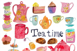 Tea watercolor clip art ~ Illustrations ~ Creative Market