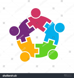 Teamwork 5 people logo circle interlaced.Concept group of ...