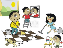 Family Working Together Clipart