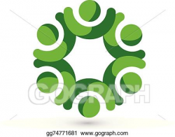 Vector Clipart - Teamwork unity people green logo. Vector ...