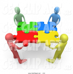 3d Clip Art of a Team of Four Diverse People Holding up ...