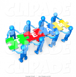 Clip Art of a Team of Eight Blue People Holding up Connected ...