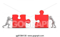 Clipart - Two toon men connect two puzzle pieces. concept of ...