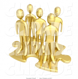 Clip Art of a Team of Golden People Standing on Top of a ...