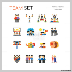 Team Icon Set. Virtual Group Colleagues Team Building ...