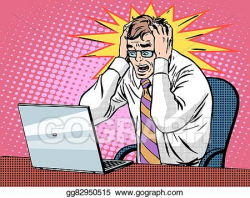 Vector Stock - Businessman working on laptop bad news panic ...