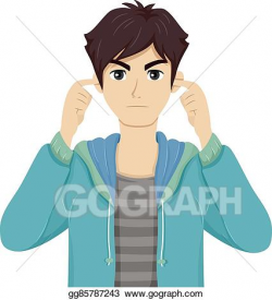 Vector Stock - Teen boy cover ear. Clipart Illustration ...