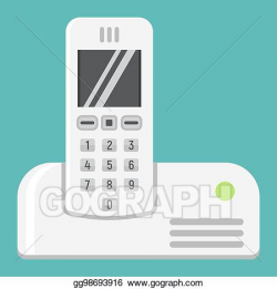 EPS Illustration - Wireless telephone flat icon, household ...