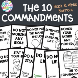 10 Commandments Black and White Banners for Easy Printing Save on Ink!